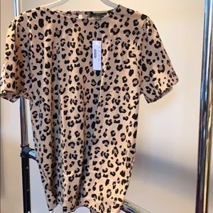 NWT JCrew puff sleeve leopard tshirt